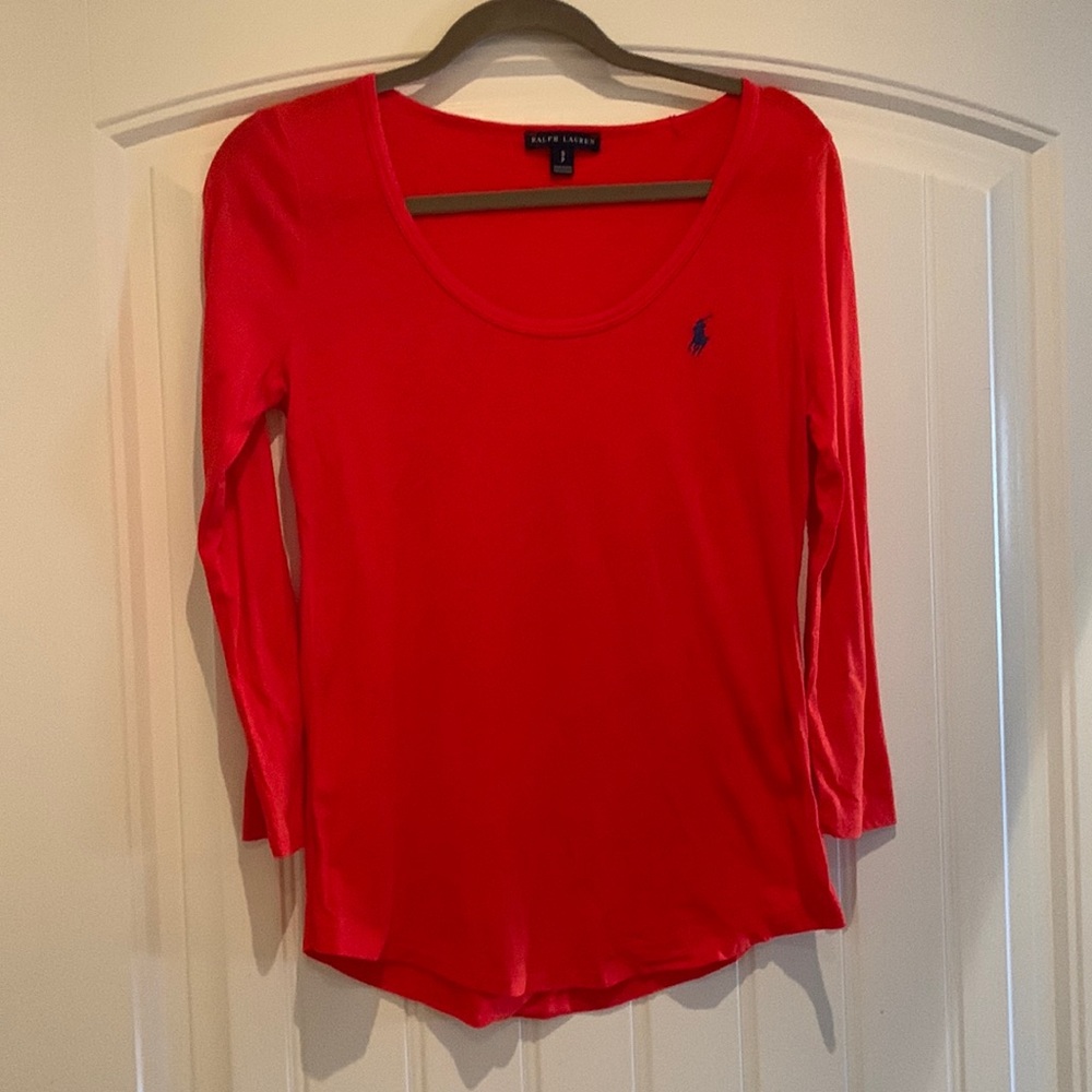 Red long sleeve polo t